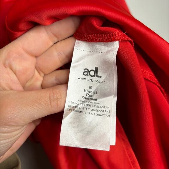 adL X Raisa Vanessa Red Satin Tie Waist Satin Mini Dress - Picture 12 of 12